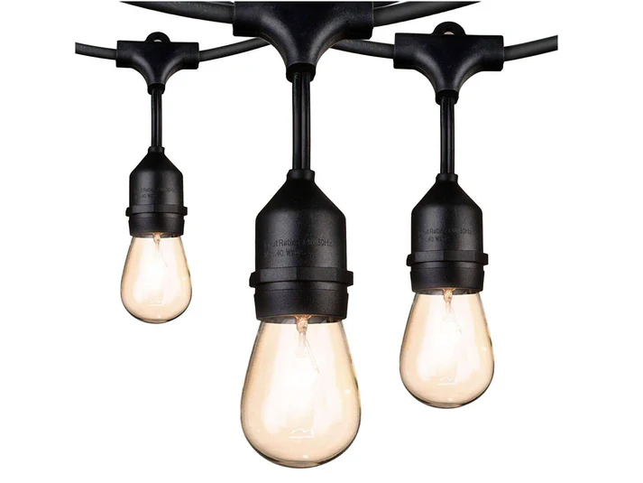 Commercial-grade cafe string lights with Edison bulbs
